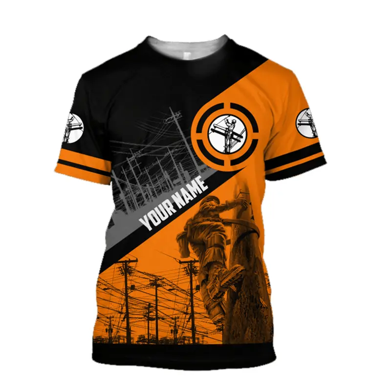 Custom Name 3D Print Electrician T Shirt For Men Summer Fashion  O-neck Short Sleeve Hip Pop T Shirt Harajuku Man Y2k Clothes