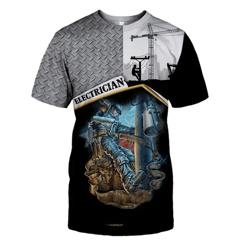 Custom Name 3D Print Electrician T Shirt For Men Summer Fashion  O-neck Short Sleeve Hip Pop T Shirt Harajuku Man Y2k Clothes