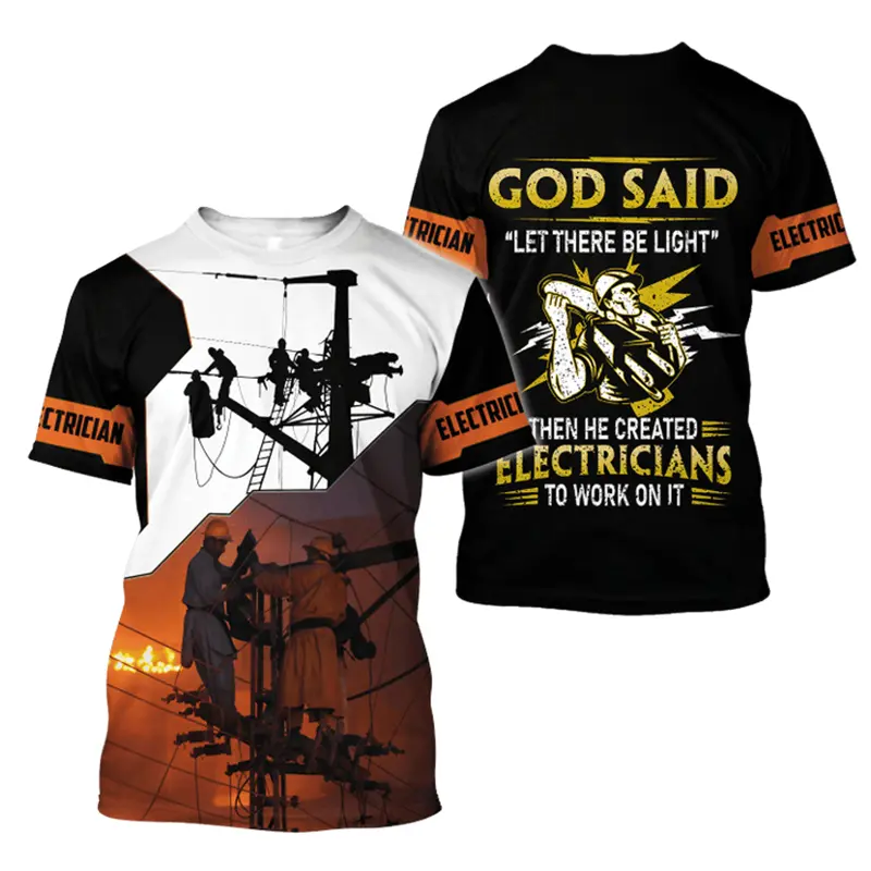 Custom Name 3D Print Electrician T Shirt For Men Summer Fashion  O-neck Short Sleeve Hip Pop T Shirt Harajuku Man Y2k Clothes