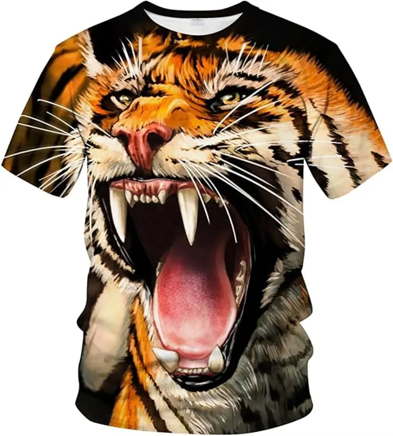 New Leopard Tiger Animal Print Mens T Shirt 3D Print Costume Party Cosplay Funny Tee Unisex Casual Short Sleeve Tops Kid T-shirt