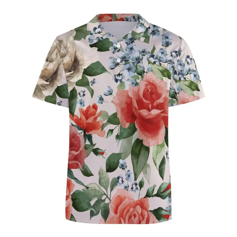 Hawaiian 3D Print Flower Graphic Men's Polo Shirt Summer Casual Beach Holiday Golf POLO Vintage Elegant Female Harajuku Tops