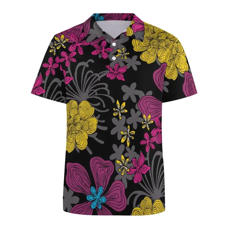 Hawaiian 3D Print Flower Graphic Men's Polo Shirt Summer Casual Beach Holiday Golf POLO Vintage Elegant Female Harajuku Tops