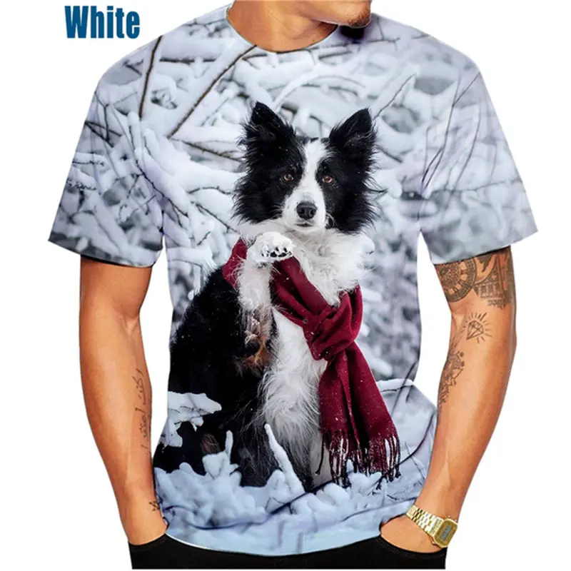 Border Collie 3d Printed T-shirt Men Women Cute Animal Print O Neck Short Sleeve Tee Kids Streetwear Baggy Harajuku Tshirts