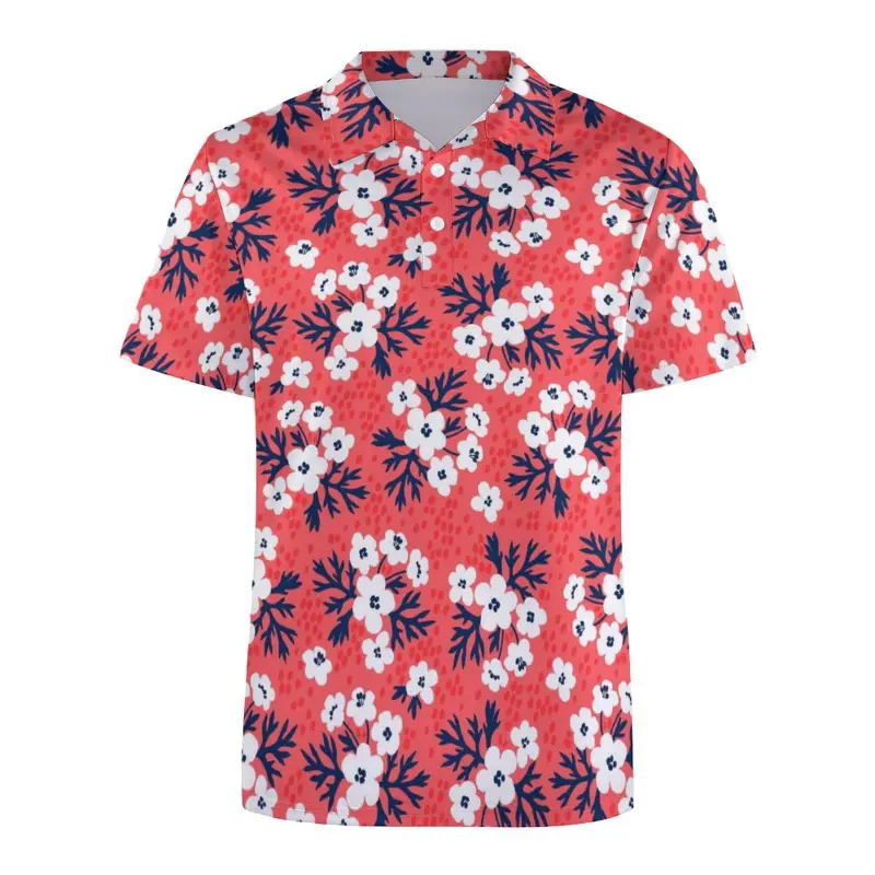 Hawaiian 3D Print Flower Graphic Men's Polo Shirt Summer Casual Beach Holiday Golf POLO Vintage Elegant Female Harajuku Tops