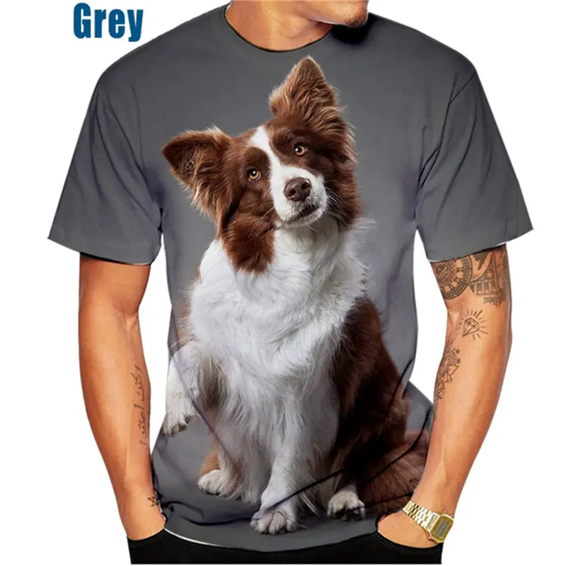 Border Collie 3d Printed T-shirt Men Women Cute Animal Print O Neck Short Sleeve Tee Kids Streetwear Baggy Harajuku Tshirts