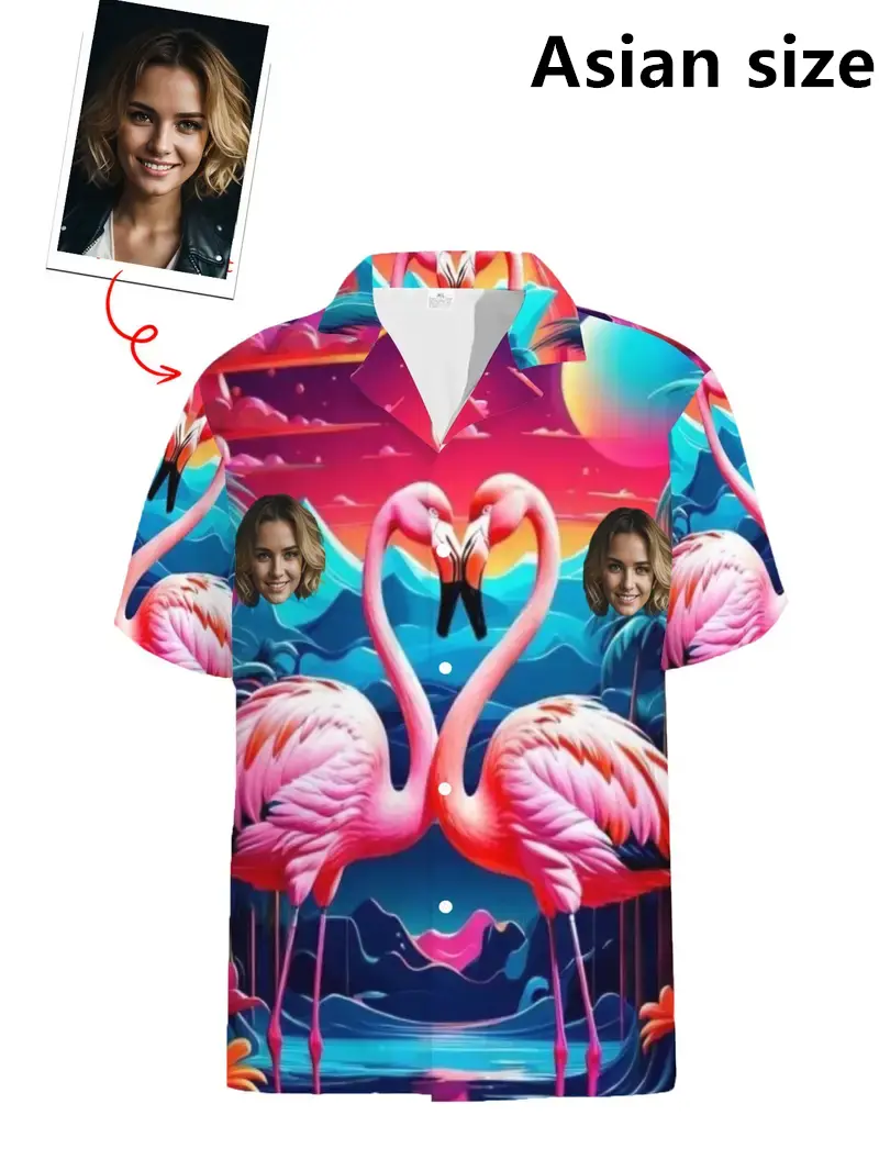 Summer New Custom Unisex Hawaiian Shirts 3D Printed Funny Face Personalized Beach Shirts Lapel Short Sleeves Button Shirt Tops
