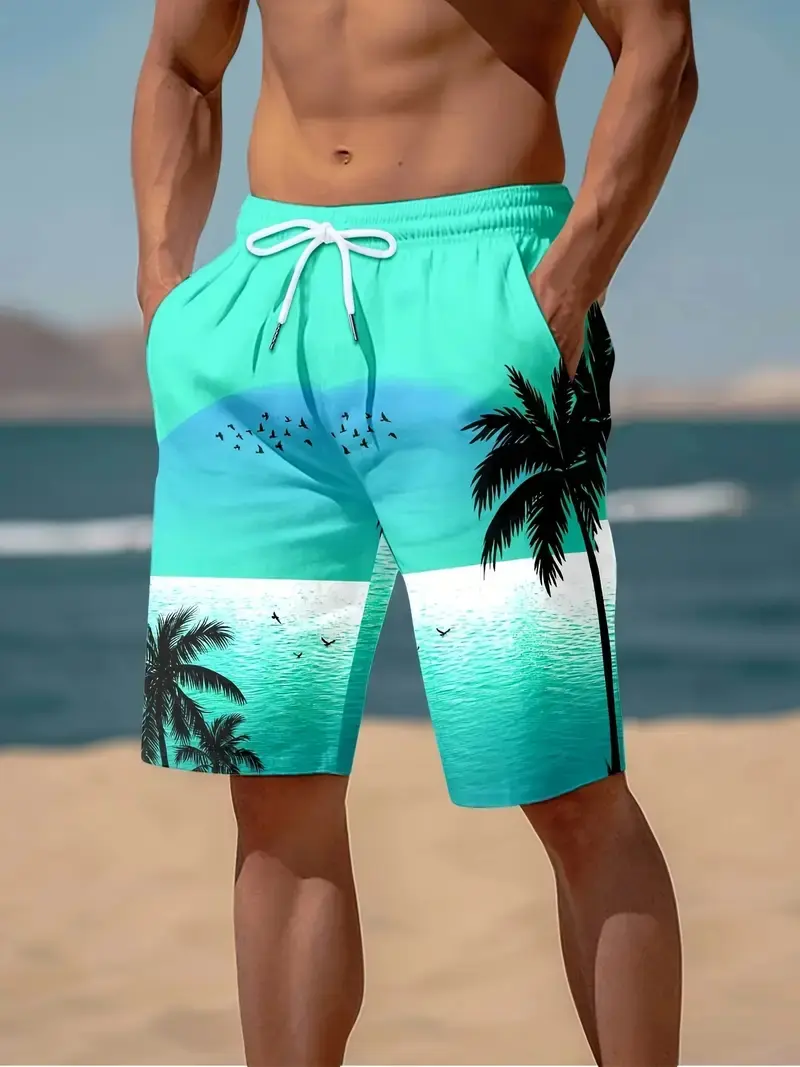 3D Cocoanut Trees Printing Beach Shorts Palm Tree Graphic Board Shorts For Men Summer New Harajuku Hawaiian Cool Swimming Trunks