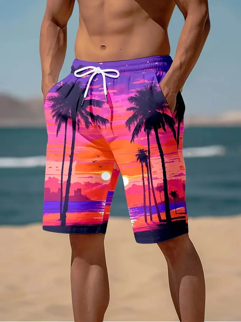 3D Cocoanut Trees Printing Beach Shorts Palm Tree Graphic Board Shorts For Men Summer New Harajuku Hawaiian Cool Swimming Trunks