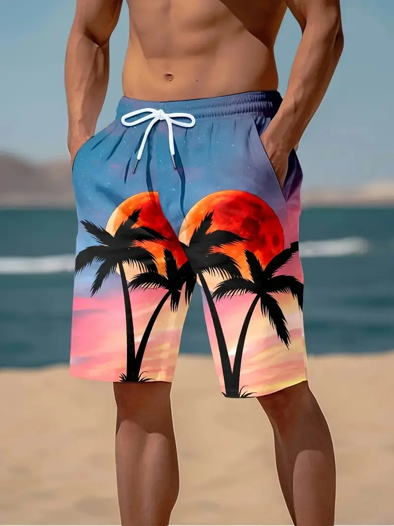 3D Cocoanut Trees Printing Beach Shorts Palm Tree Graphic Board Shorts For Men Summer New Harajuku Hawaiian Cool Swimming Trunks