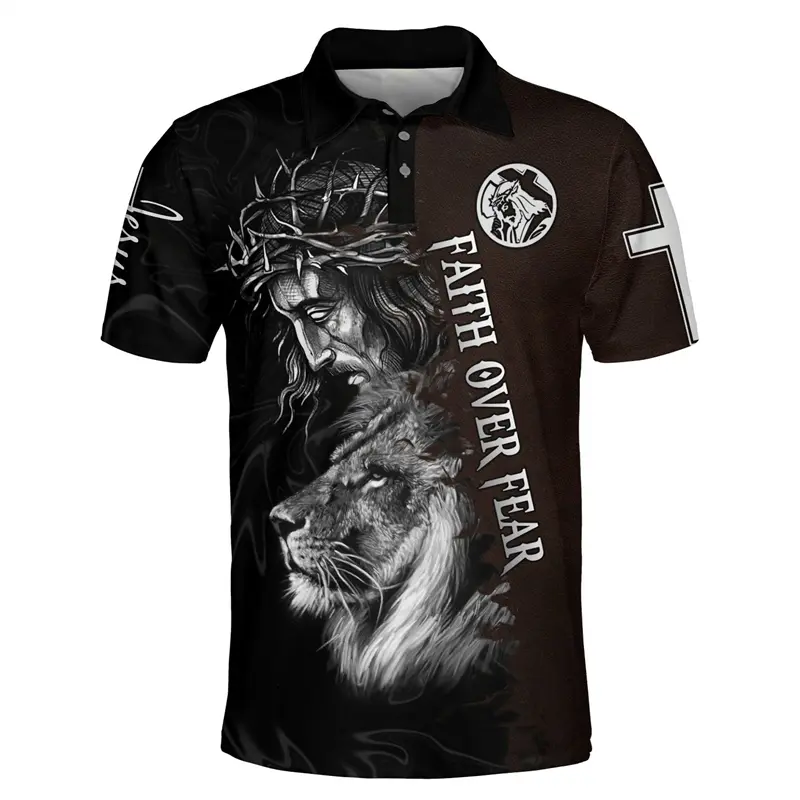 Knights Templar Graphic 3D Print Polo Shirts For Men Clothes Lapel POLO Shirt Casual Button Tops Cross Polo Summer Hot-selling