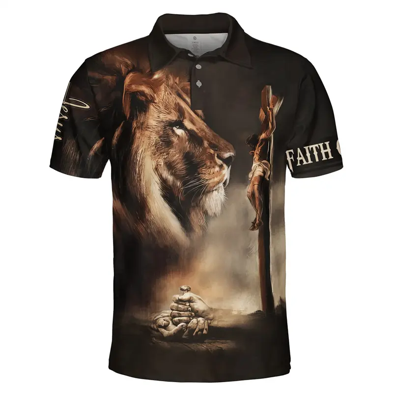 Knights Templar Graphic 3D Print Polo Shirts For Men Clothes Lapel POLO Shirt Casual Button Tops Cross Polo Summer Hot-selling