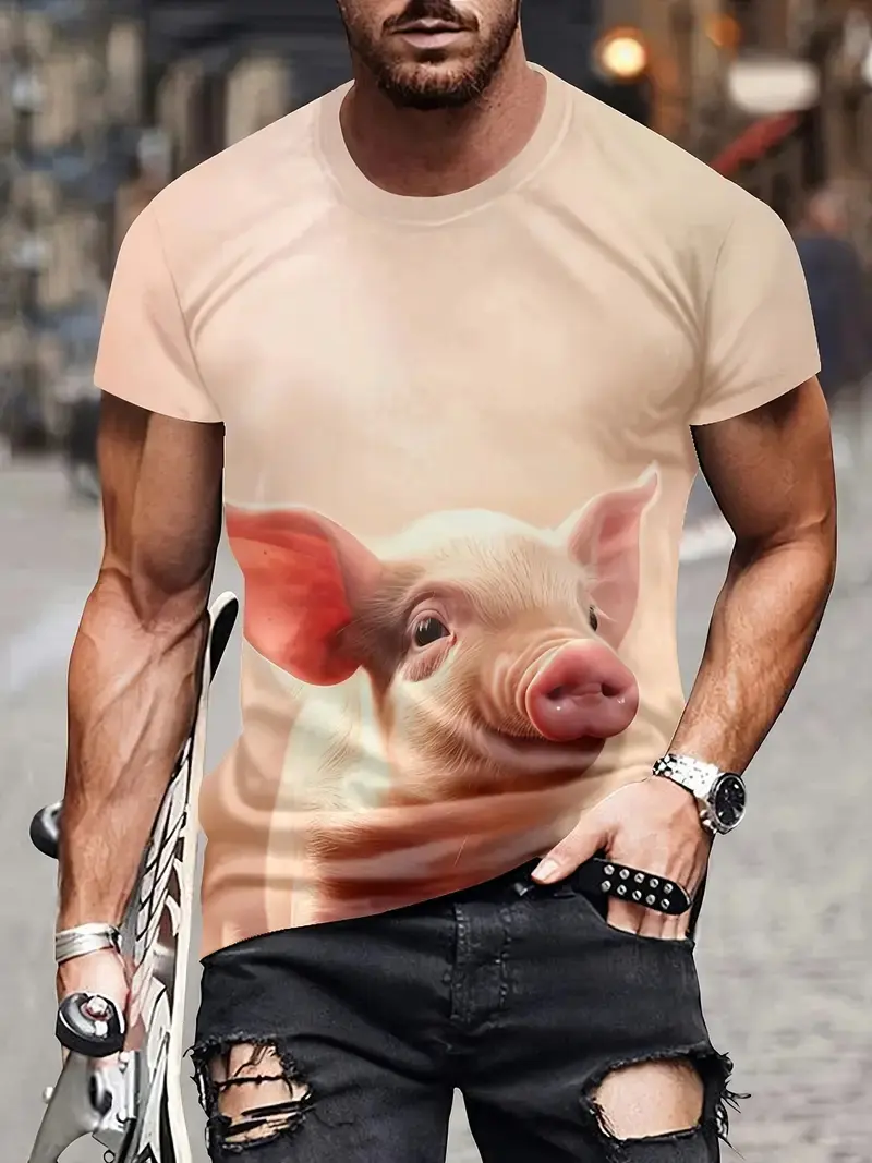 Funny Pig Graphic T-Shirt Men Women 3D Print Summer Short Sleeve O Neck Casual T Shirts Top Men Novelty Animal Harajuku Y2k Tops