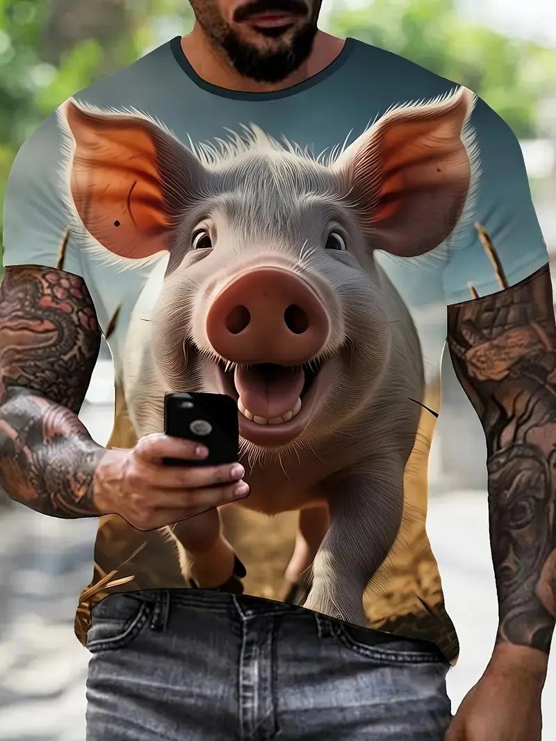 Funny Pig Graphic T-Shirt Men Women 3D Print Summer Short Sleeve O Neck Casual T Shirts Top Men Novelty Animal Harajuku Y2k Tops
