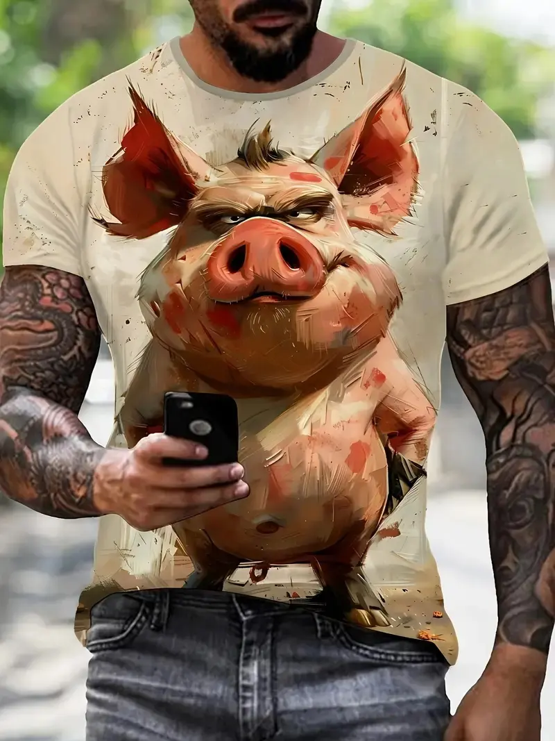 Funny Pig Graphic T-Shirt Men Women 3D Print Summer Short Sleeve O Neck Casual T Shirts Top Men Novelty Animal Harajuku Y2k Tops