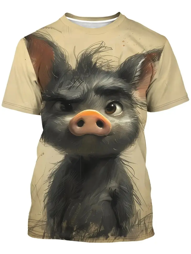 Funny Pig Graphic T-Shirt Men Women 3D Print Summer Short Sleeve O Neck Casual T Shirts Top Men Novelty Animal Harajuku Y2k Tops