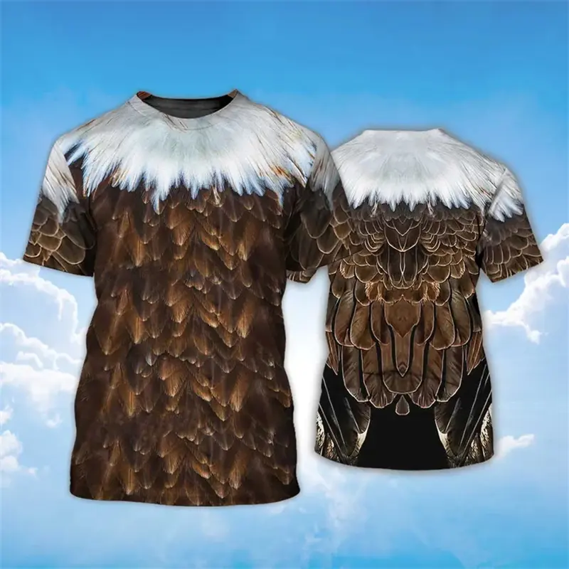 American Flag Graphic 3D Print T-shirt For Men Fashion Casual Men Street Oversized T Shirt Harajuku Eagle Pattern Short Sleeves