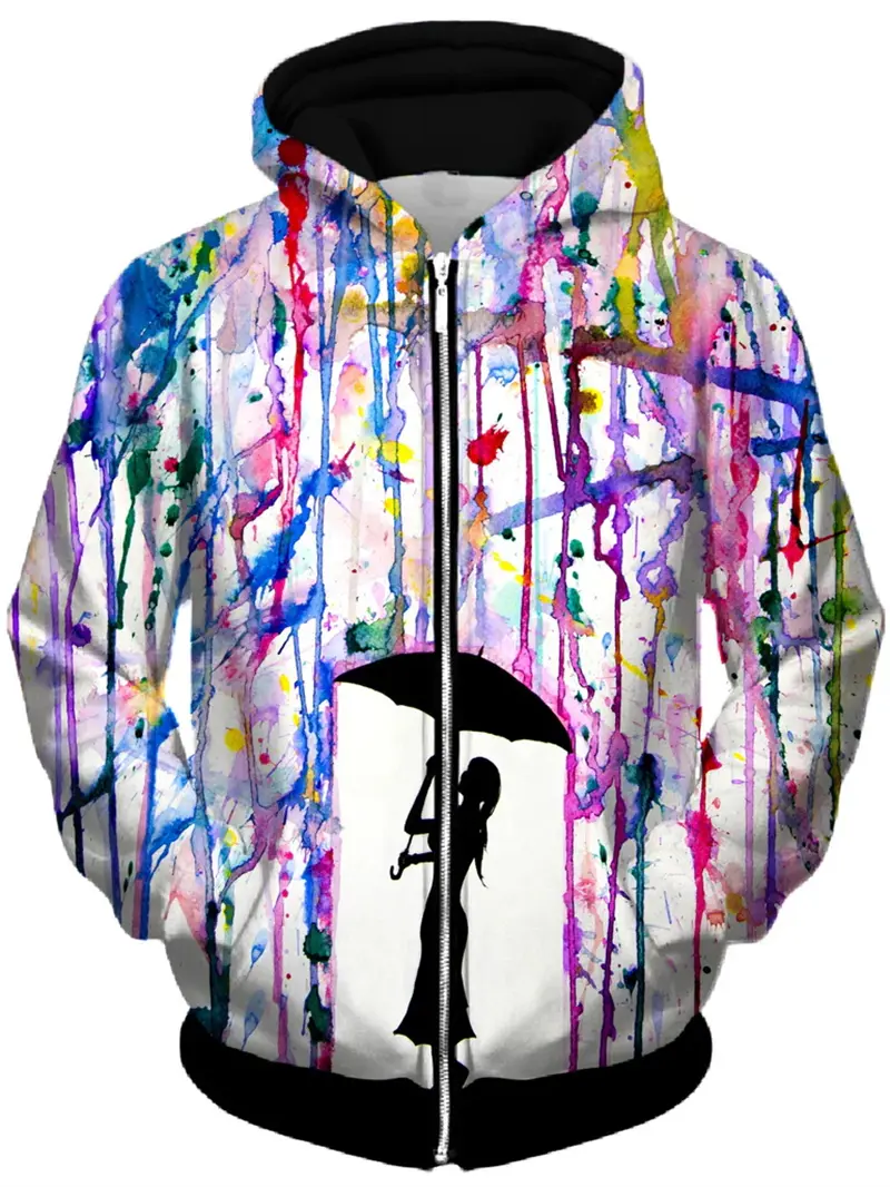 New Couple Zip Hoodie Trendy Colorful 3D Print Personality Hooded Coat Harajuku Y2k Street Trendy Hip Hop Men Couple Sweatshirt