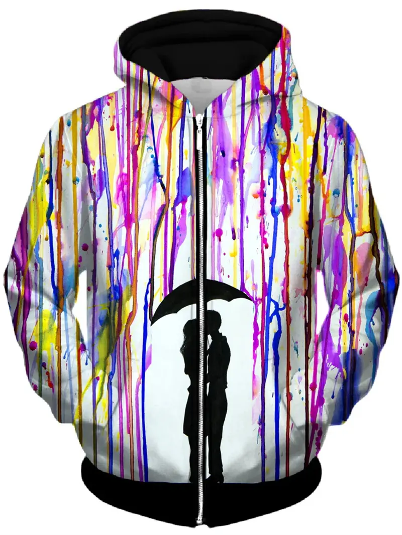 New Couple Zip Hoodie Trendy Colorful 3D Print Personality Hooded Coat Harajuku Y2k Street Trendy Hip Hop Men Couple Sweatshirt