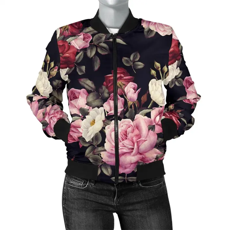 Retro Flower Skull Graphic Jacket Men Women 3D Printed Streetwear Long Sleeve Jackets Casual Personality Autumn Bomber Jacket