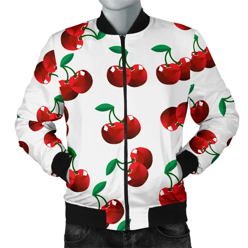 Winter Jacket For Men 3D Fruits Graphic Printed Zipper Jacket For Men New In Sweatshirt Tops Long Sleeves Street Bomber Men Coat