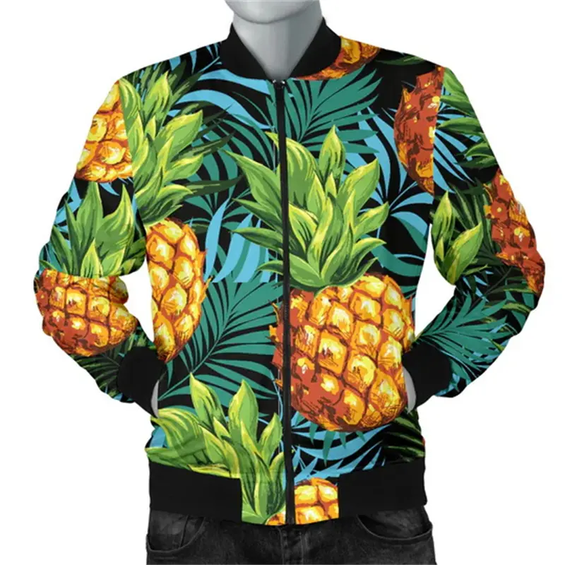 Winter Jacket For Men 3D Fruits Graphic Printed Zipper Jacket For Men New In Sweatshirt Tops Long Sleeves Street Bomber Men Coat