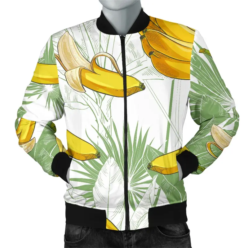 Winter Jacket For Men 3D Fruits Graphic Printed Zipper Jacket For Men New In Sweatshirt Tops Long Sleeves Street Bomber Men Coat