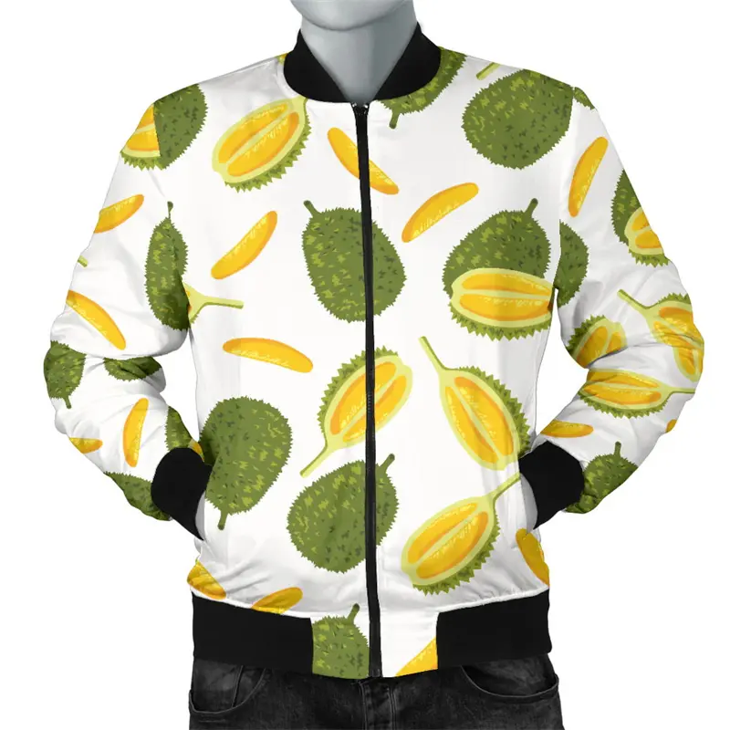 Winter Jacket For Men 3D Fruits Graphic Printed Zipper Jacket For Men New In Sweatshirt Tops Long Sleeves Street Bomber Men Coat