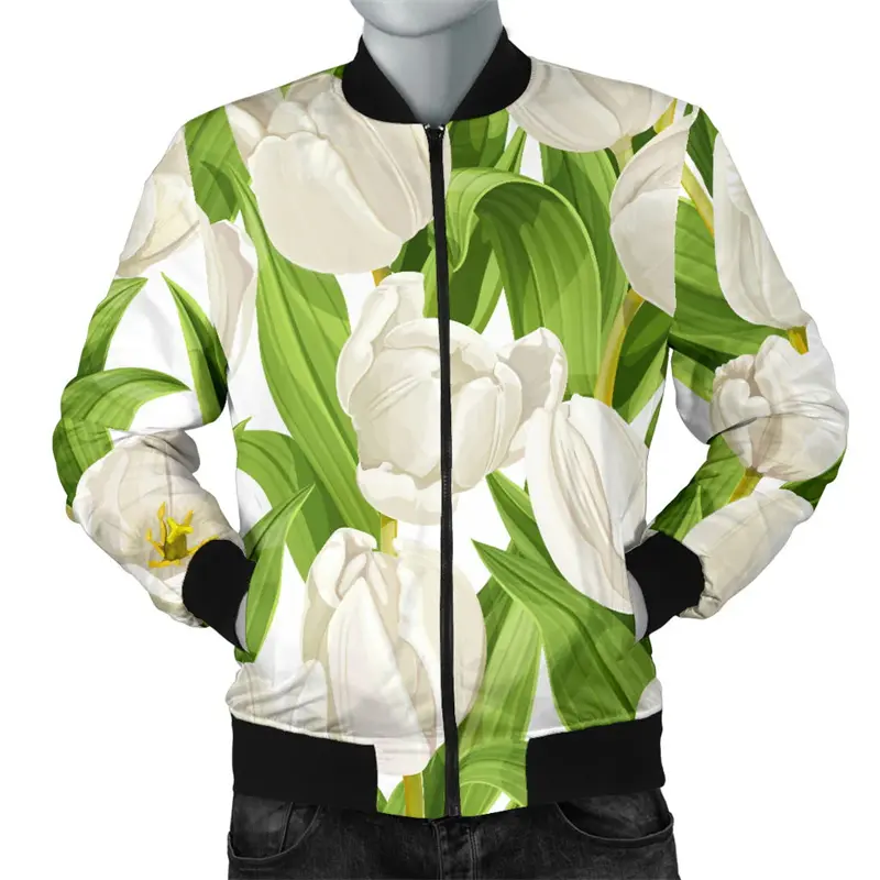 Japanese Mens Jacket 3D  Plants Sakura Graphic Printed Jacket For Men Outdoor Tops Oversized Bomber Zip Up Jackets Women Coat