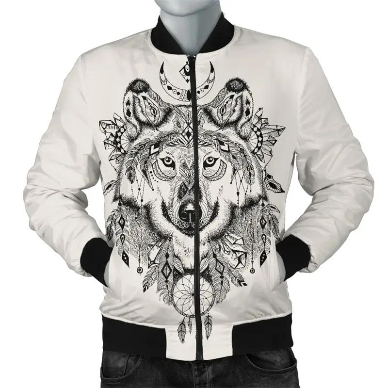 New Dog Tiger Graphic Casual Jackets Men Coats Retro Winter Streetwear Jacket New Design Loose Casual Men Clothing Dropshipping
