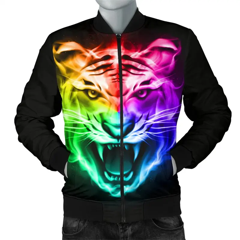 New Dog Tiger Graphic Casual Jackets Men Coats Retro Winter Streetwear Jacket New Design Loose Casual Men Clothing Dropshipping