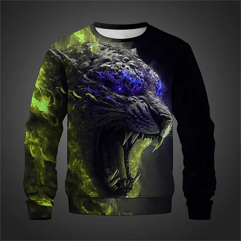 Vintage Animal Lion 3d Print Mens Designer Clothes Casual Long Sleeve Round Neck T-shirt Kids Oversized Fashion Casual TShirt