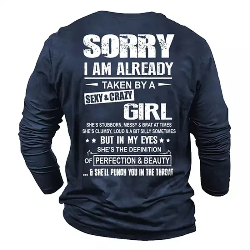Funny Slogan About Age 3D Men Graphic T Shirts Y2k Clothing Fashion Casual Oversized Long-sleeved T Shirt Mens Designer Clothes