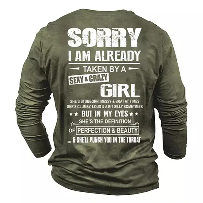 Funny Slogan About Age 3D Men Graphic T Shirts Y2k Clothing Fashion Casual Oversized Long-sleeved T Shirt Mens Designer Clothes
