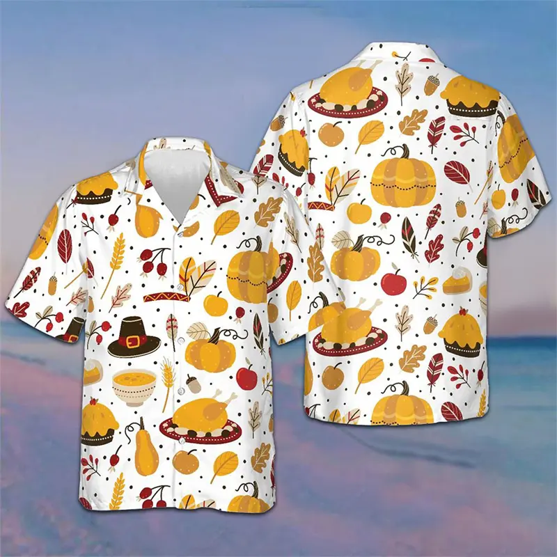Pumpkin 3D Graphic Retro Shirt Men Hawaiian Shirts Women Party Pretty Tops Thanksgiving Perfect Gift Mens High Fashion Clothing