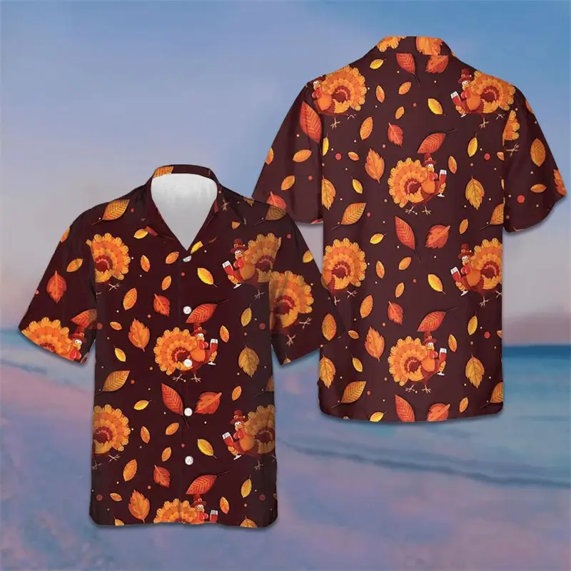 Pumpkin 3D Graphic Retro Shirt Men Hawaiian Shirts Women Party Pretty Tops Thanksgiving Perfect Gift Mens High Fashion Clothing
