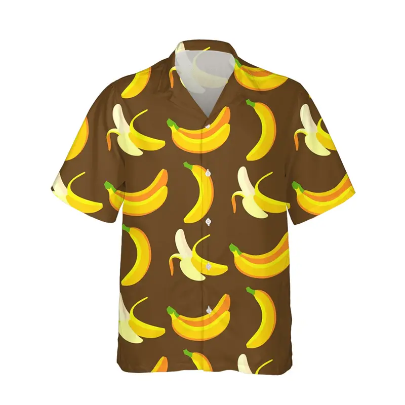 3D Printing Banana Shirts For Men's Summer Top Breathable Fashion Clothing Beach Vacation Short Sleeved Outdoor Casual Wear