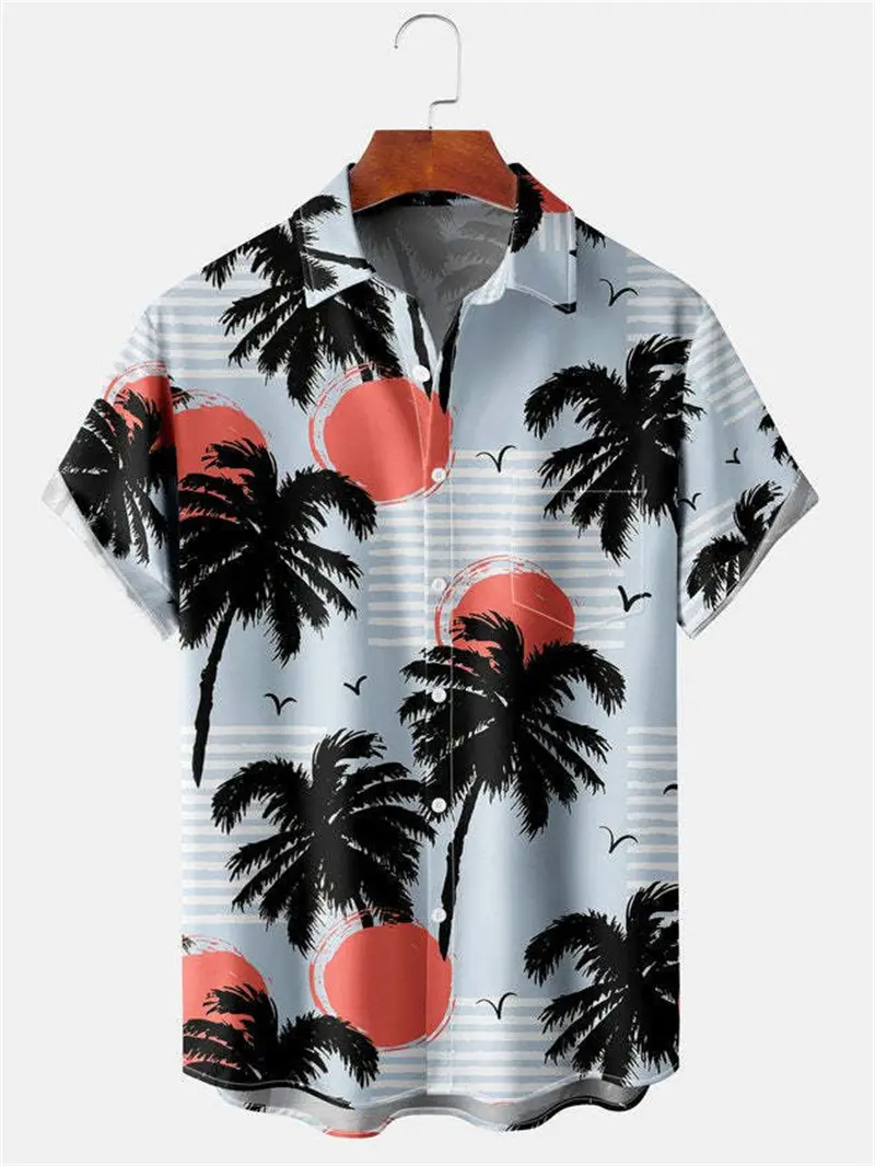 Men's Retro Pattern 3D Printed Blouse Mens Hawaii Beach Shirt Women Summer Hawaiian Casual Short Sleeved Dragon Graphic Tees