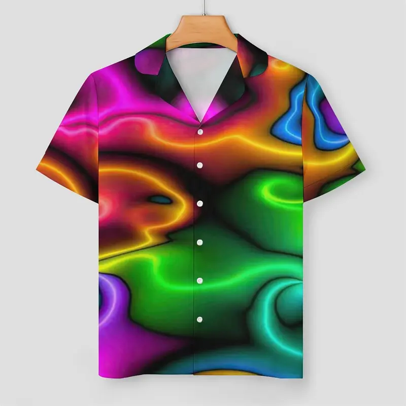Colorful Mens Designer Clothing 3D Printed Shirts Oversized Summer Short Sleeve Casual Beach Hawaiian Harajuku Hip Pop Tops