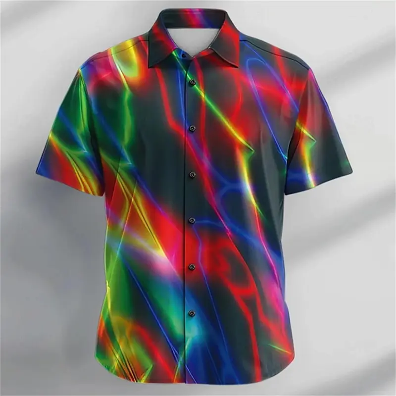 Colorful Mens Designer Clothing 3D Printed Shirts Oversized Summer Short Sleeve Casual Beach Hawaiian Harajuku Hip Pop Tops