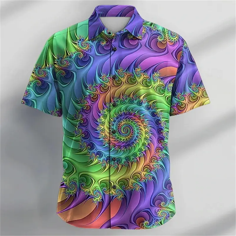 Colorful Mens Designer Clothing 3D Printed Shirts Oversized Summer Short Sleeve Casual Beach Hawaiian Harajuku Hip Pop Tops