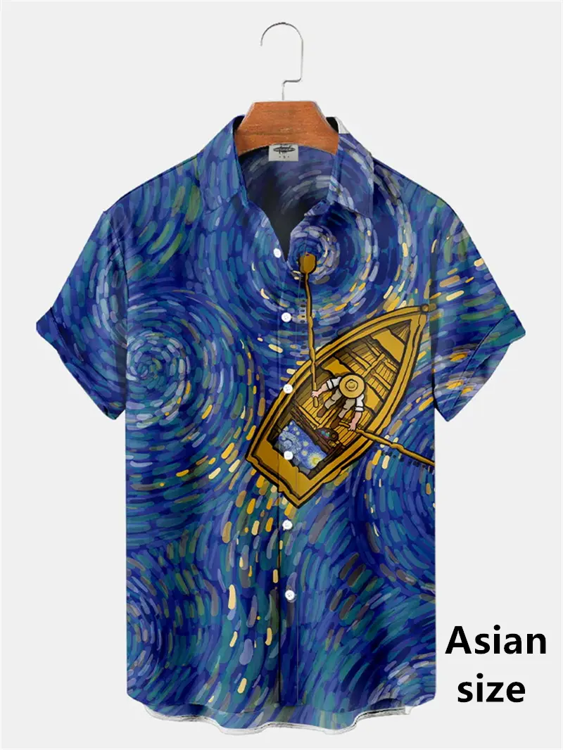 Men Hawaiian Shirts 3d Print Sunflower Art Oil Painting Pattern Short Sleeve Shirt Unisex Retro Abstract Personality Men Clothes