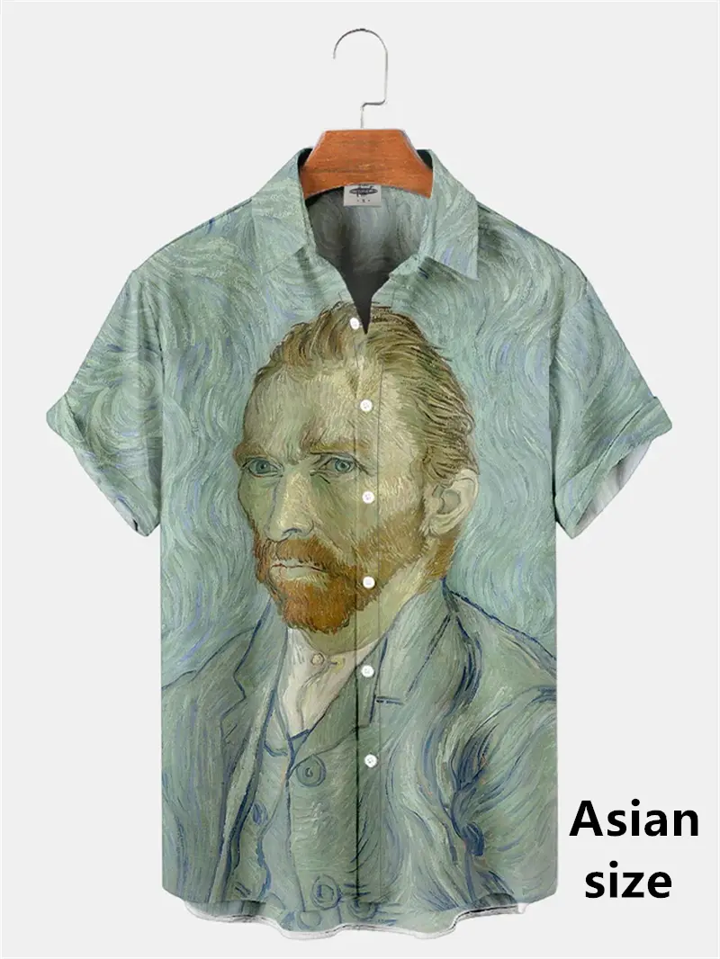 Men Hawaiian Shirts 3d Print Sunflower Art Oil Painting Pattern Short Sleeve Shirt Unisex Retro Abstract Personality Men Clothes
