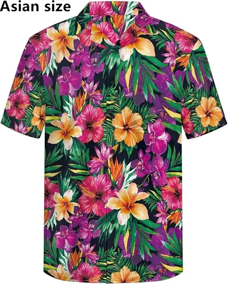 3D Print Summer Fashion Mens Hawaiian Shirts Short Sleeve Button Coconut Tree Printed Casual Beach Aloha Shirt Vintage Classic