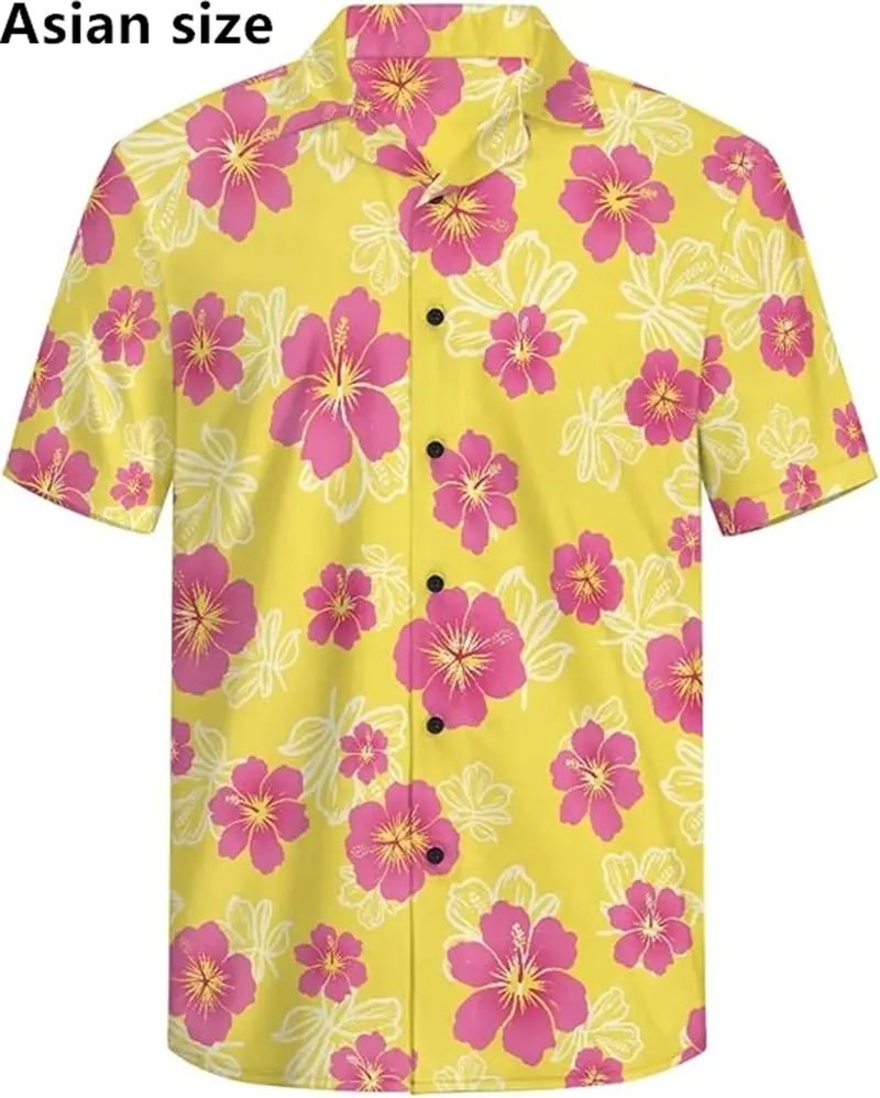 3D Print Summer Fashion Mens Hawaiian Shirts Short Sleeve Button Coconut Tree Printed Casual Beach Aloha Shirt Vintage Classic