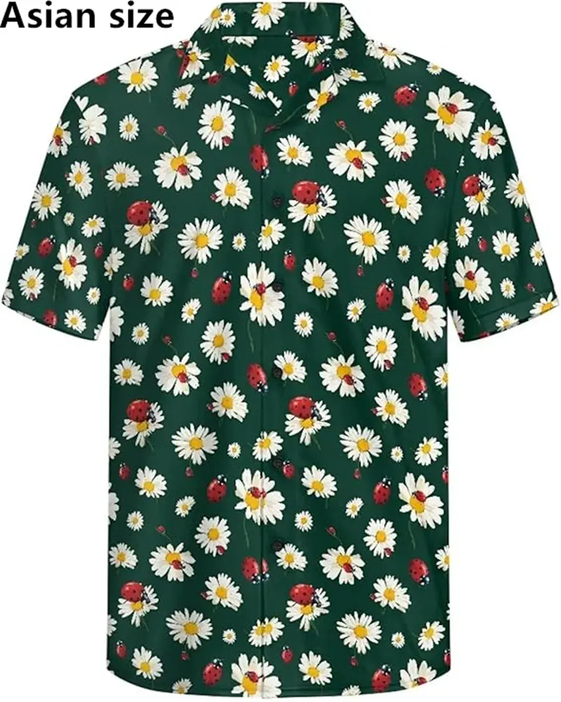 3D Print Summer Fashion Mens Hawaiian Shirts Short Sleeve Button Coconut Tree Printed Casual Beach Aloha Shirt Vintage Classic
