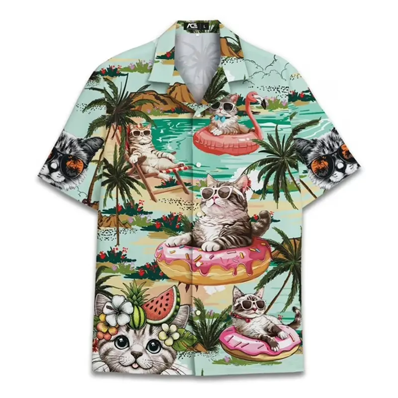 Summer Fashion Men's Short Sleeve Printed Shirt 3D Print Hip Hop Pattern Hawaiian Casual Style For Men Women Vacation Tops