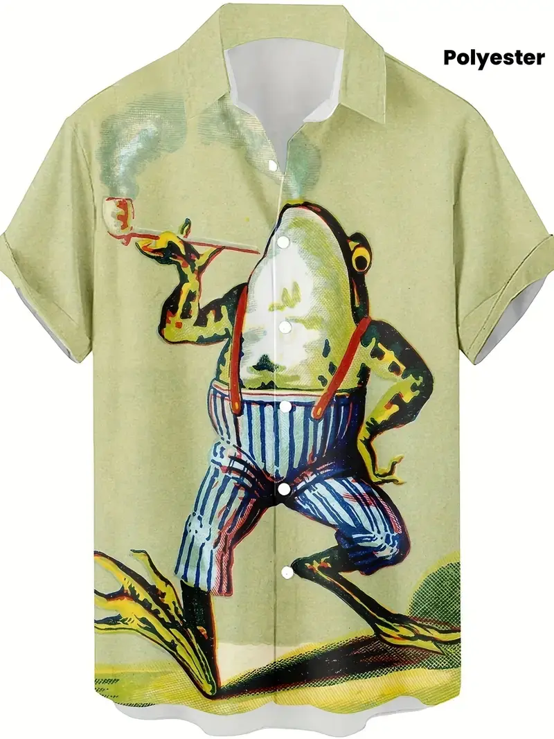Men's Casual Shirts Funny Frog 3d Print Shirts Men Fashion Hawaiian Beach Blouses Novelty Women Blouse Vacation Lapel Shirt Tops