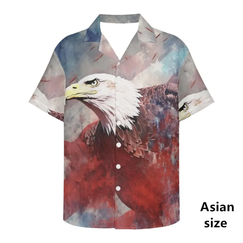 New Fashion American Shirts For Men 3D Printed USA Flag Patriotic Short Sleeve Tops New Button Hawaiian Shirts Women Blouse Tees