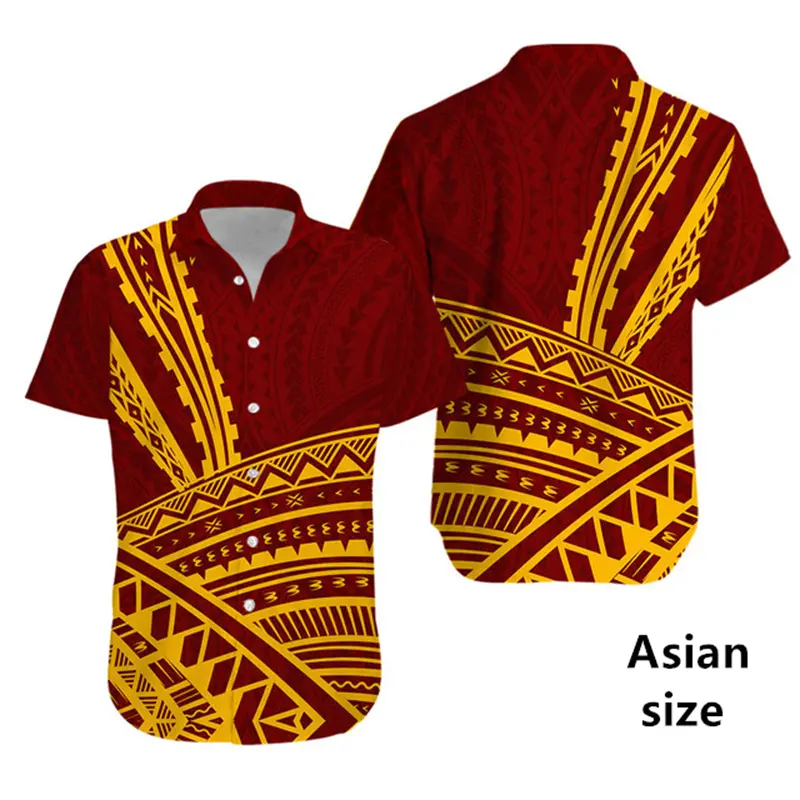 American Samoa Polynesian Men Shirts New Design 3d Printed Short Sleeves Lapel Hawaiian Blouse Women Summer Casual Button Shirts