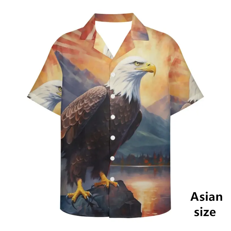 New Fashion American Shirts For Men 3D Printed USA Flag Patriotic Short Sleeve Tops New Button Hawaiian Shirts Women Blouse Tees